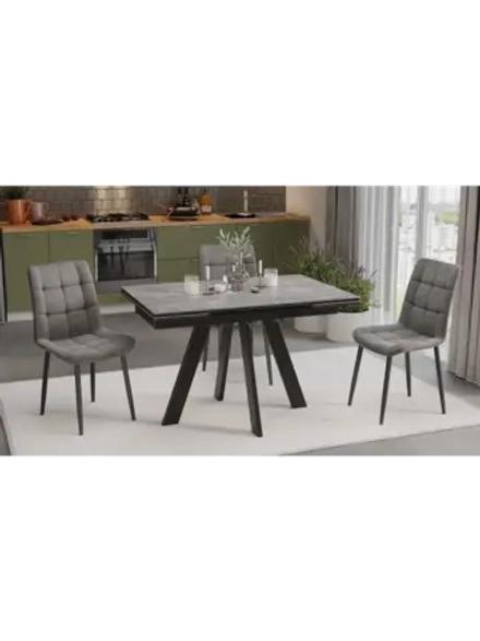 Стол кухонный Черный муар серый мрамор 120(180)х80х77 см