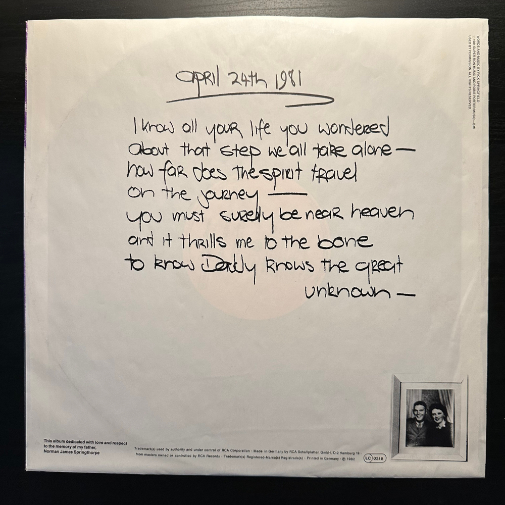 Rick Springfield - Success Hasn't Spoiled Me Yet (Германия 1982г.)