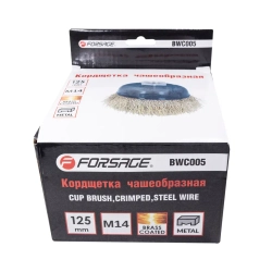 Кордщетка чашеобразная латунная для УШМ 100мм (М14) Forsage F-BWC004