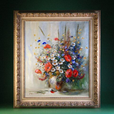 Винтаж: Картина: «Натюрморт с полевыми цветами»