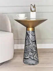 Журнальный столик Iris, Ø45х60 см, мрамор, латунь