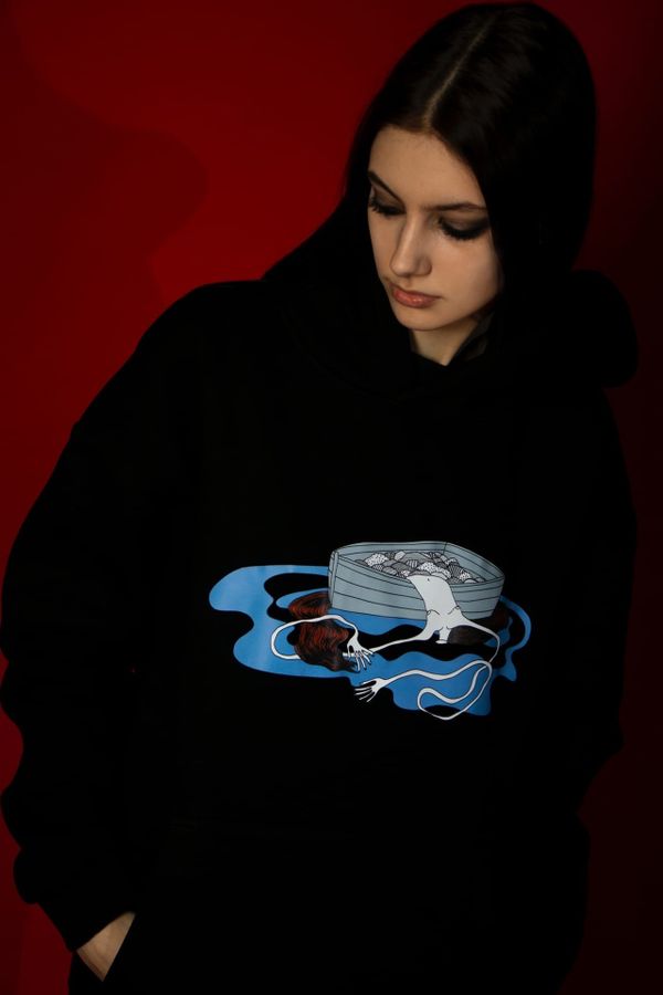 Худи Оверсайз Без начеса Закат Венеры Черный - фото 2