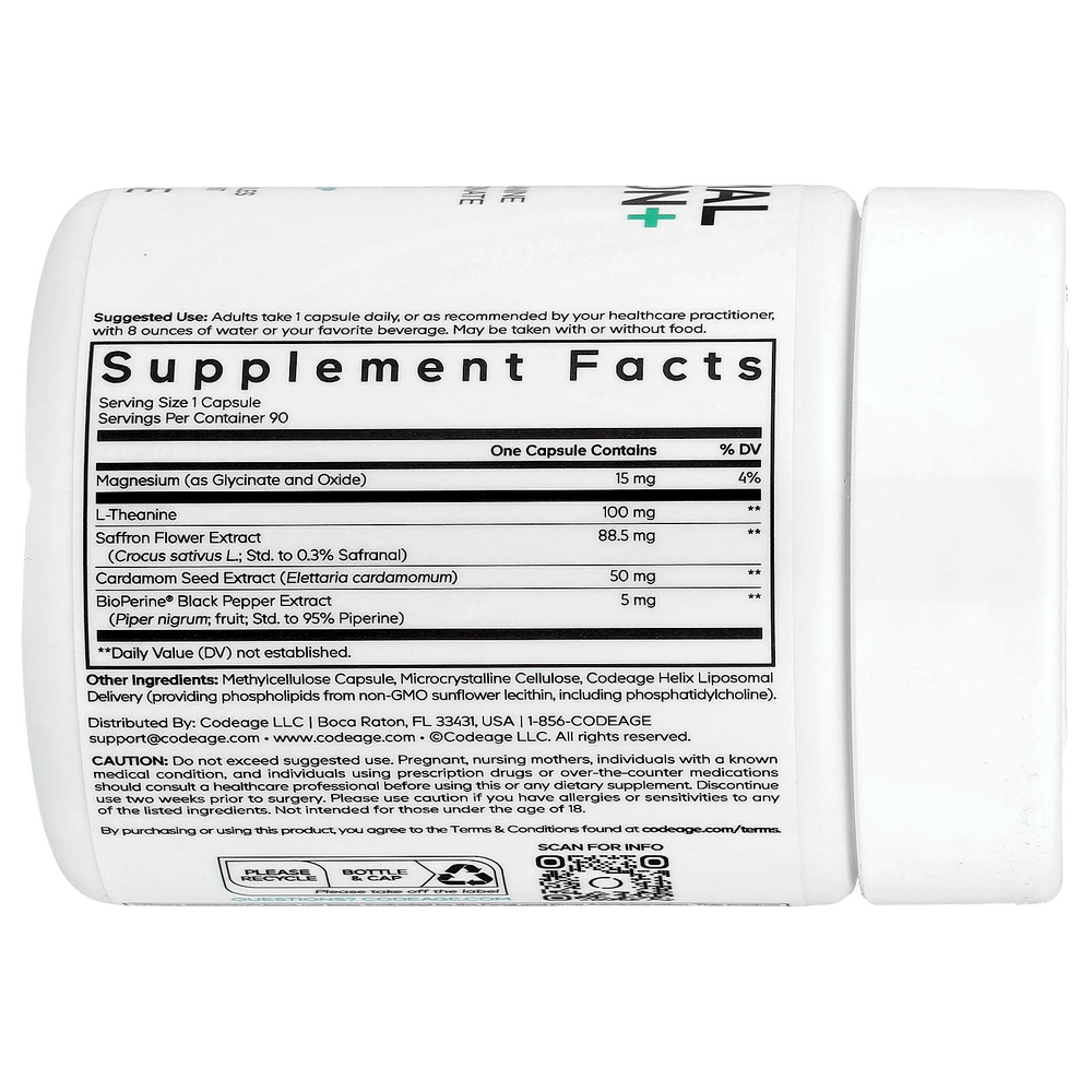 Codeage, Eural, липосомальный шафран+, 90 растительных капсул