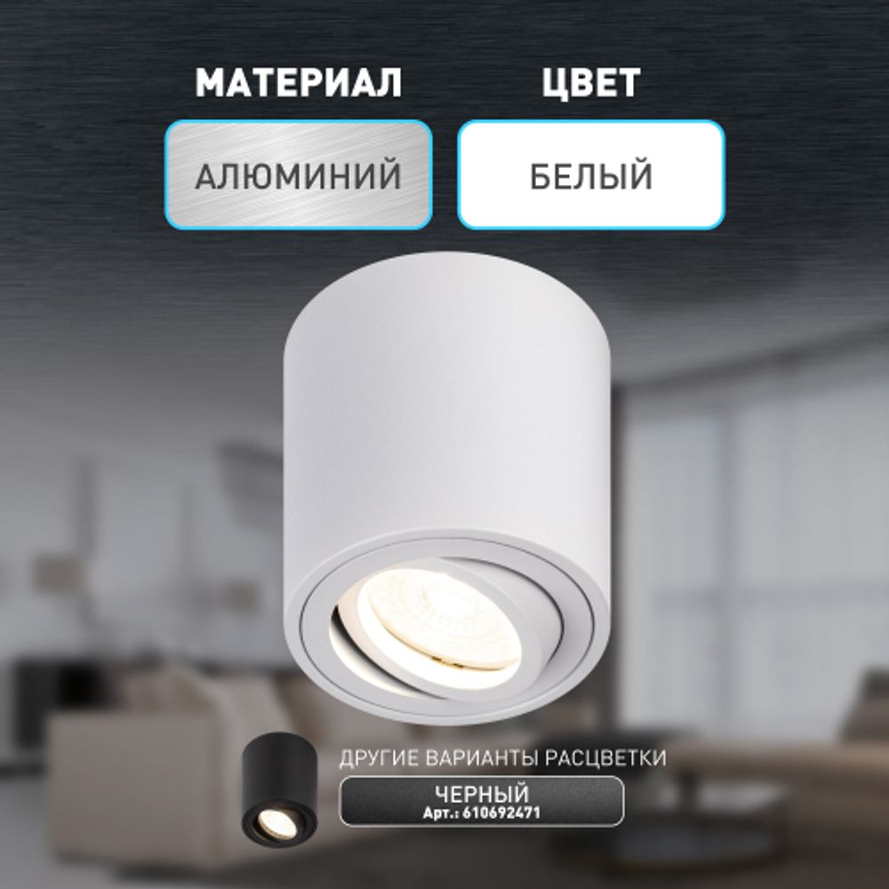 Светильник настенно-потолочный спот ЭРА OL21 WH MR16/GU10, белый, поворотный