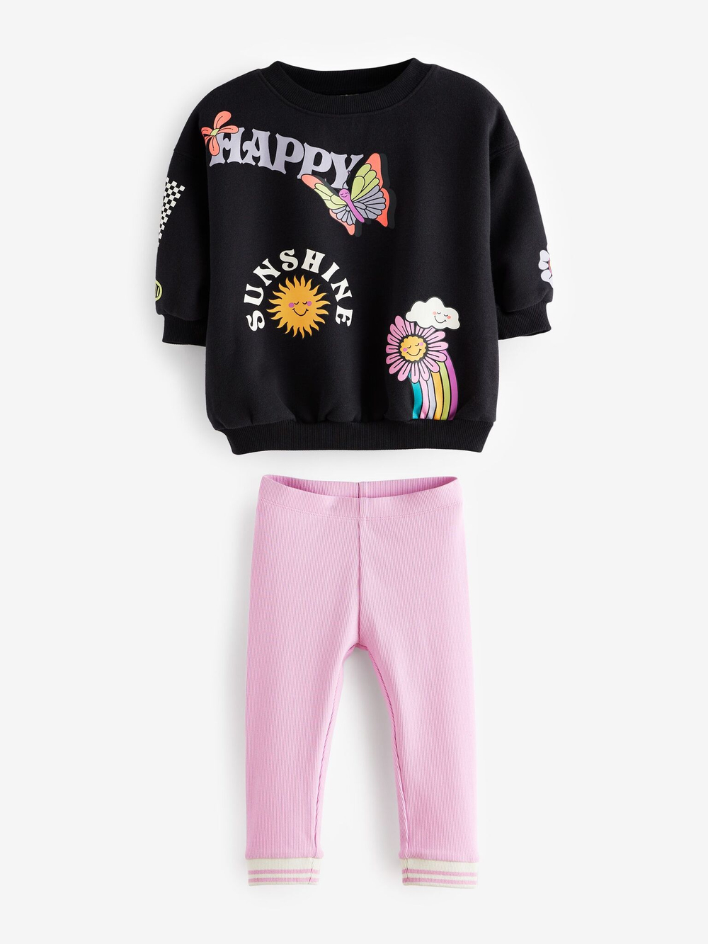 Толстовка и легинсы в комплекте для девочки Next B61-692, Розовый, Черный