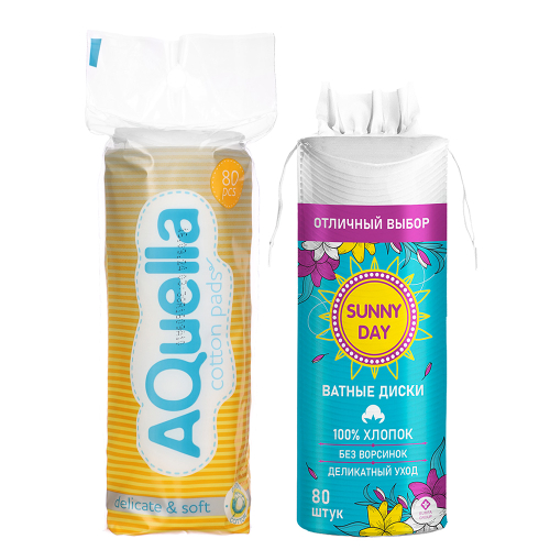 Ватные диски AQUELLA/SUNNY DAY/LURE, 80 шт