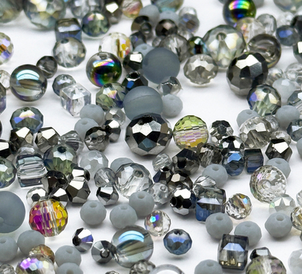 МБ-2 Хрустальные бусины, форма: МИКС, цвет: Серый, 25 гр.