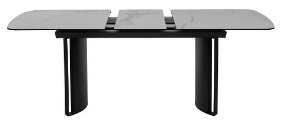 Стол RASMUS 160 TL-45 Белый мрамор, испанская керамика / черный каркас