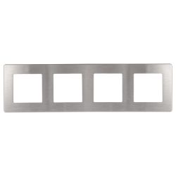 Рамка для розеток и выключателей ЭРА Серия 12 12-5104-03 на 4 поста, Сатин, алюминий