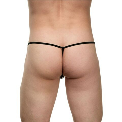 Мужские трусы-стринги с принтом в виде букв (Размер: L-XL) (Цвет: черный)