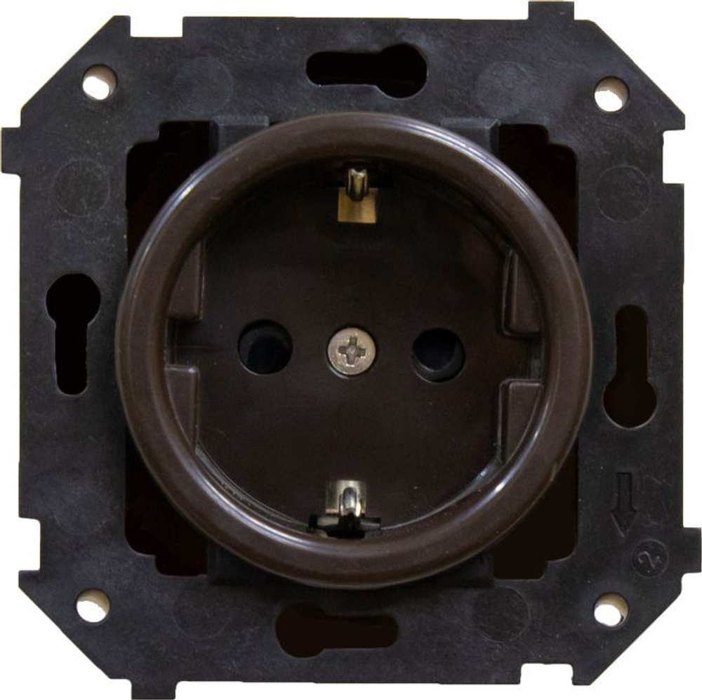 Розетка с З.К. (скрытый монтаж), Коричневый B3-101-22