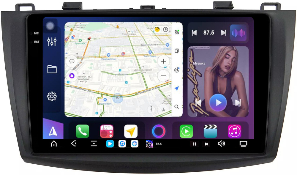 Магнитола для Mazda 3 BL, Axela 2009-2013 - FarCar XXL034M монитор 9.5" 2K QLED на Android 14, TS20, 8+256Гб, CarPlay, 4G SIM-слот