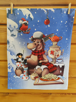 Полотенце кухонное, 3 шт, 45х60см, вафельное, новогодние подарки