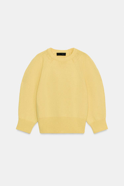 ZARA СВИТЕР С ОБЪЕМНЫМИ РУКАВАМИ, ЖЕЛТЫЙ