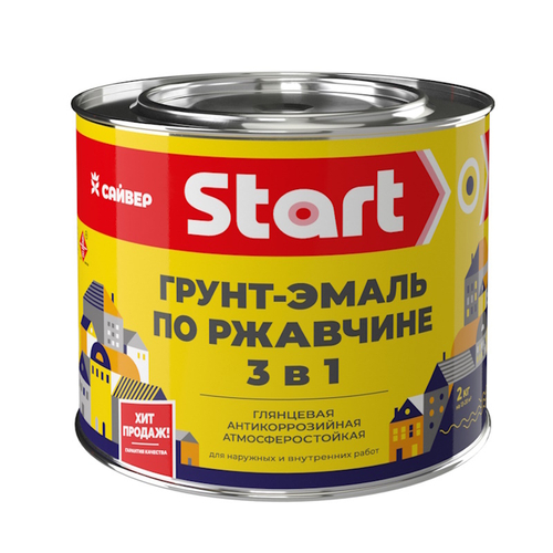 Эмаль-грунт по ржавчине 3в1 шоколадная  0,8кг Старт  (Сайвер)