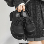 V ZERO FIVE Chunky Derby Shoes Microfiber Leather Casual Shoes Unisex Black British