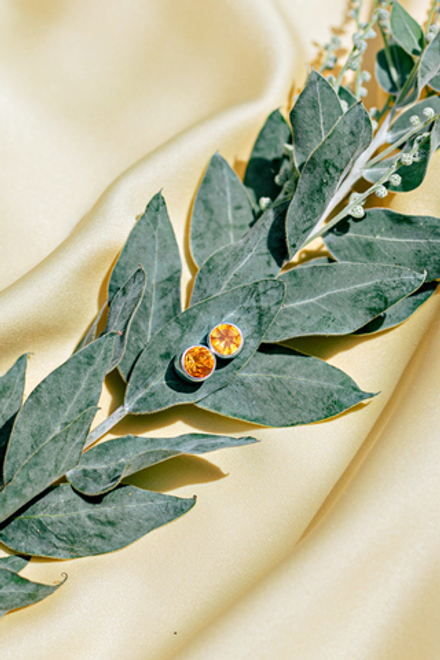 Серьги-пусеты с цитрином