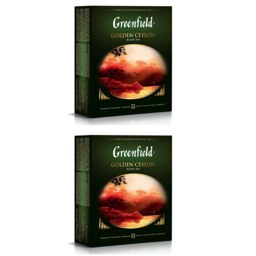 чай черный в пакетиках Greenfield Golden Ceylon, 100 пак/уп (Гринфилд) х 2 шт