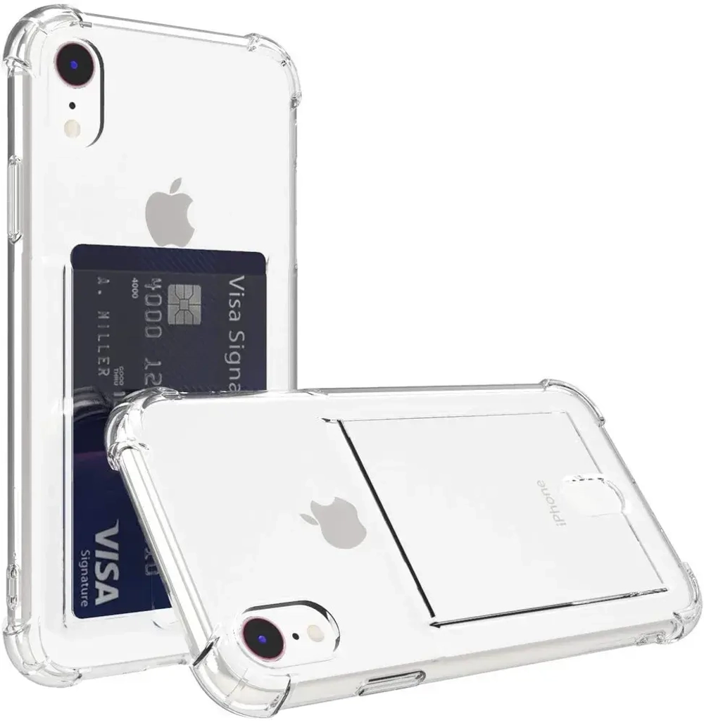 Чехол-накладка Card Case для iPhone Xr силикон c держателем для карт (прозрачный)