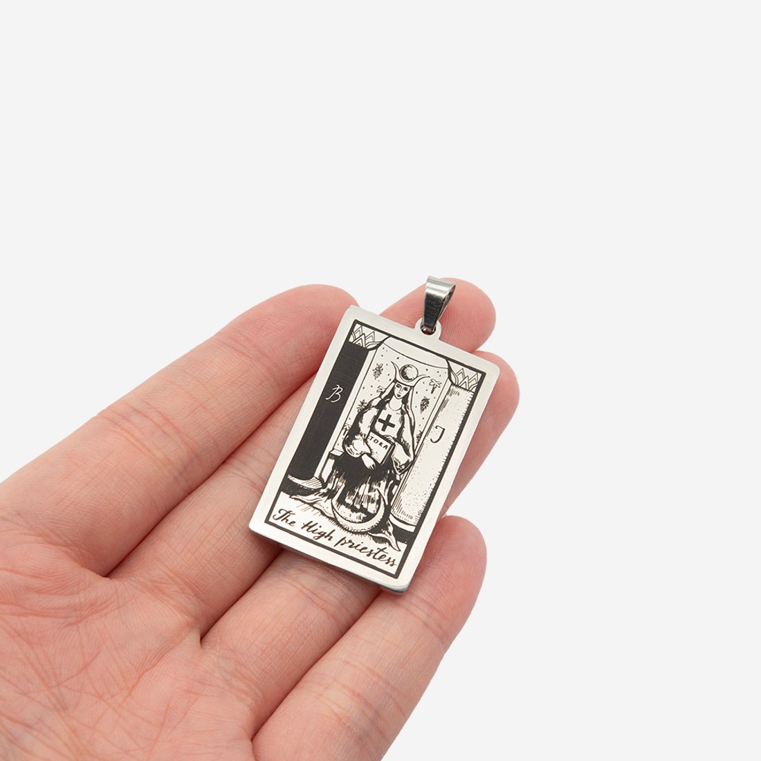 Подвеска-карта Таро "Верховная Жрица" 40*24мм, сталь