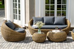 "Барселона" лаунж-зона из искусственного ротанга, цвет соломенный