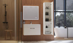 Тумба подвесная VELVEX Estea 80.1Y белый матовый с раковиной Cersanit MODUO 80