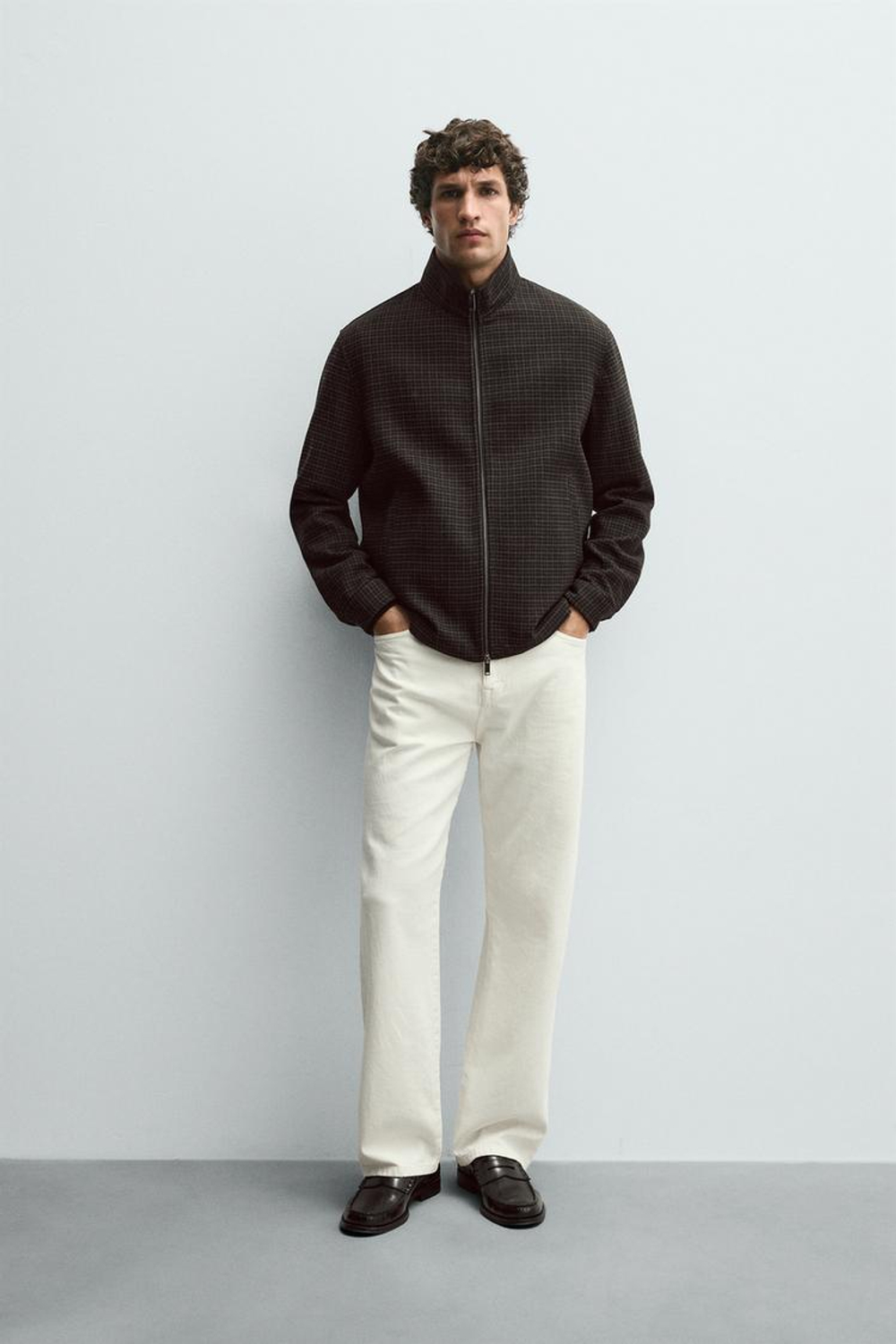 ZARA КУРТКА В КЛЕТКУ, ЧЕРНЫЙ/КОРИЧНЕВЫЙ