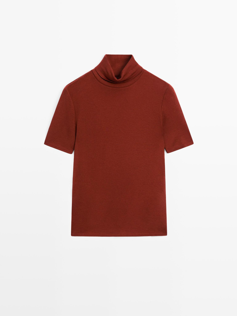 Massimo Dutti Футболка с высоким воротником, темно-розовый