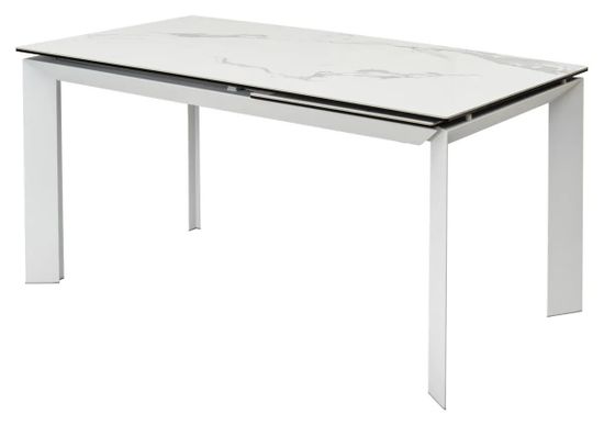 Стол CREMONA 140 HIGH GLOSS STATUARIO Белый мрамор глянцевый, керамика/ белый каркас