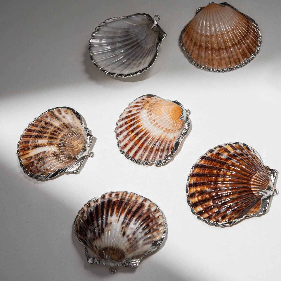 Подвеска из натуральной ракушки, украшенная родием, 40-53*41-49,5мм