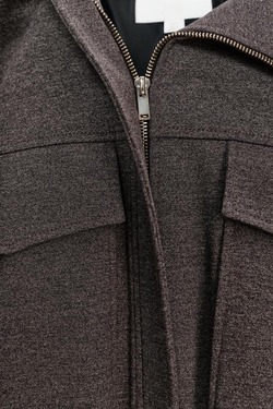 ZARA БОМБЕР С ВОРОТНИКОМ-СТОЙКОЙ, КОРИЧНЕВЫЙ МЕЛАНЖ