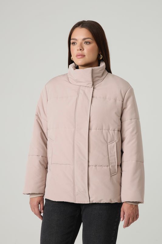 Куртка укороченная стеганая, бежевый