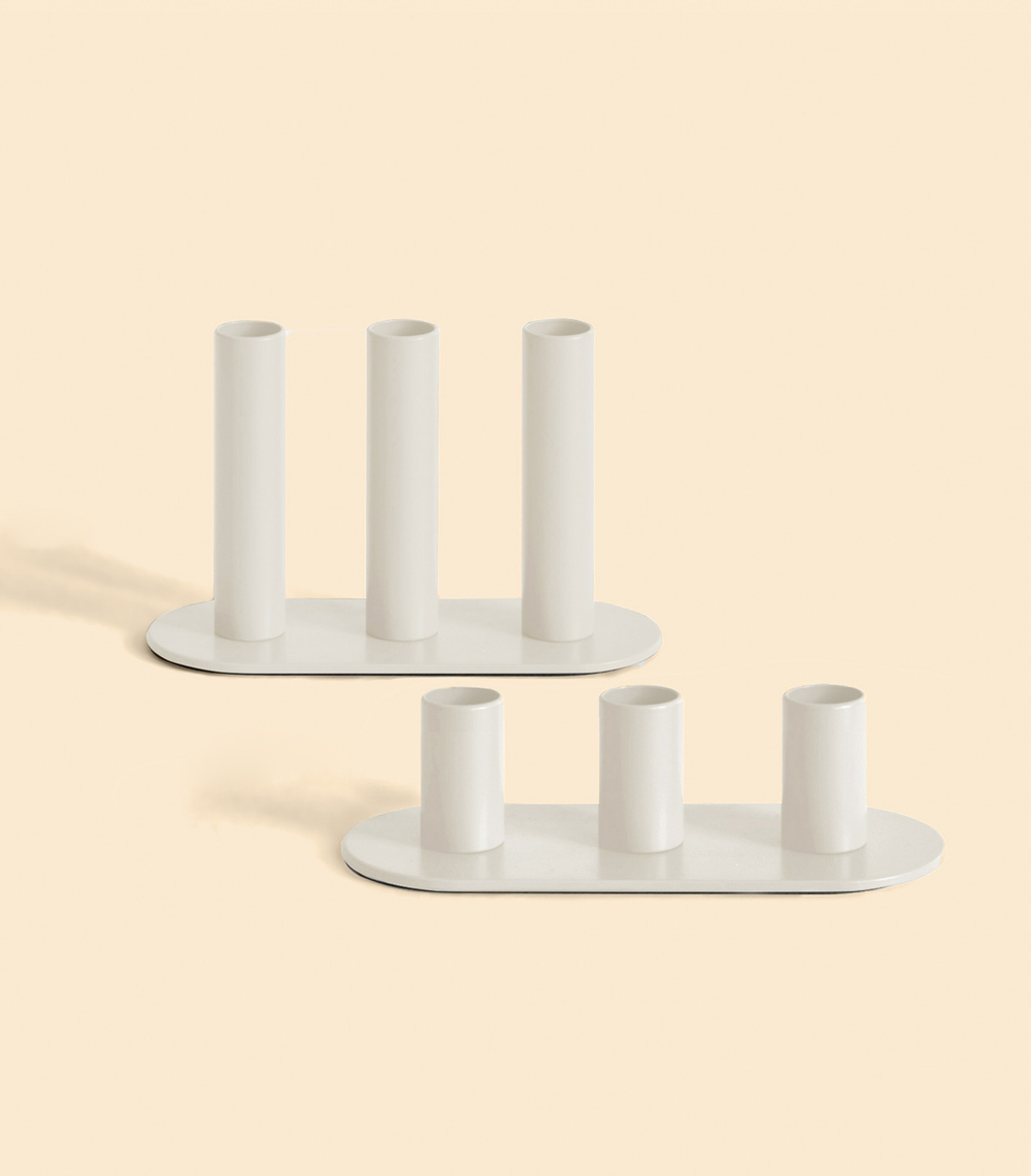 Подсвечник – Огонь тройной, Кремовый, 5 см | Delo