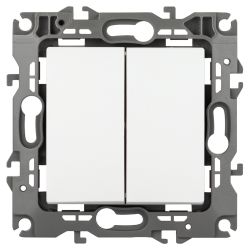 Выключатель ЭРА Серия 12 12-1104-01М двойной, 10АХ-250В, белый матовый