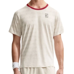 Мужская теннисная футболка Nike Court Dri-Fit Advantage Print - light beige/tough red/black