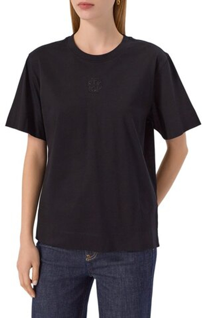 BOSS Футболка свободного кроя с фирменным лого из страз