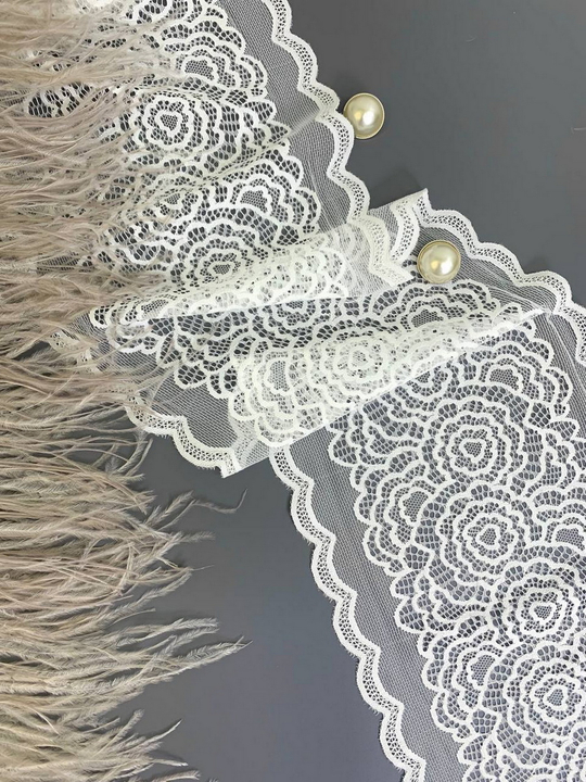 Кружево молочный, 18см, стрейч, айвори