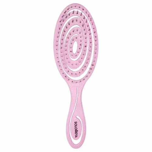 SOLOMEYA Расческа био для волос подвижная СВЕТЛО-РОЗОВАЯ Solomeya Detangling Bio Hair Brush Light Pink, 1 шт.