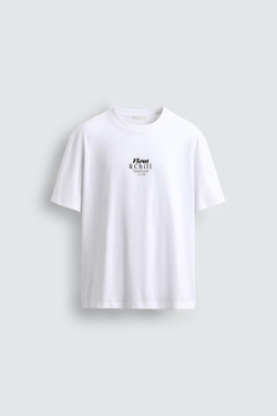 ZARA ФУТБОЛКА С КОНТРАСТНЫМИ ПРИНТАМИ, БЕЛЫЙ