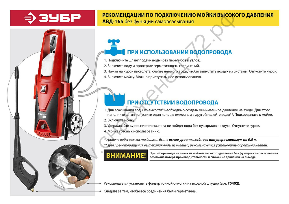 ЗУБР 165 Атм, 2400 Вт, мойка высокого давления (АВД-165)