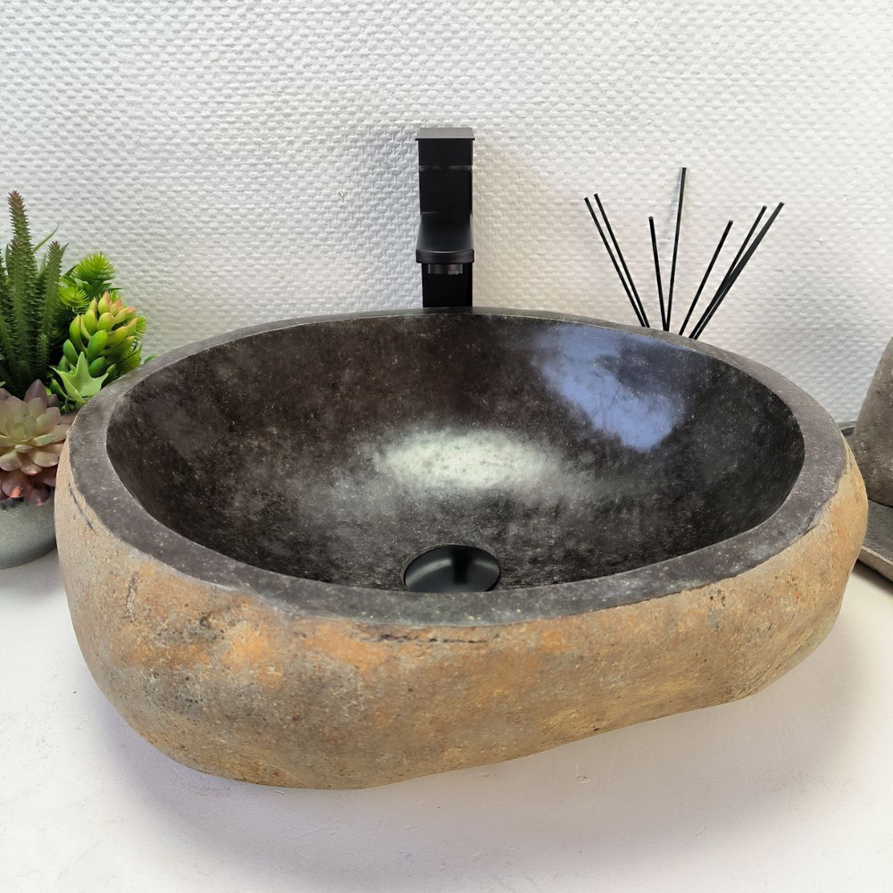 Раковина из речного камня RS-64128 (49*41*15) 0122