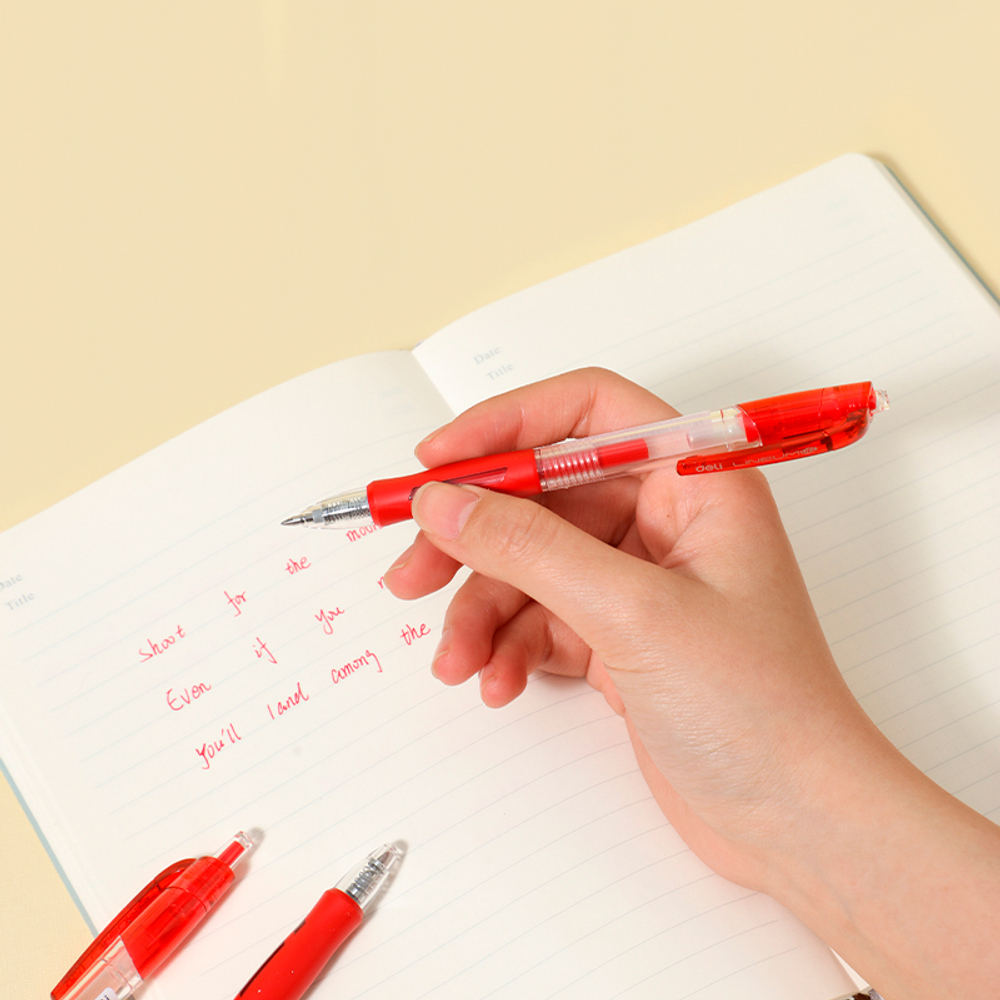 Ручка гелевая DELI "Lineum" 0,5 мм, автоматическая, красная