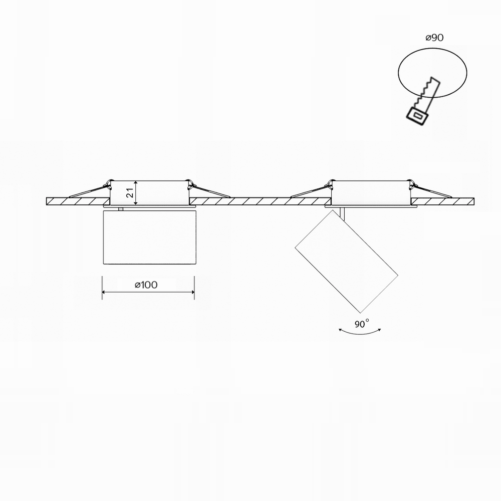 Светильник встраиваемый Vaes VERONA V, белый, LED, 3000 К / 4000 К
