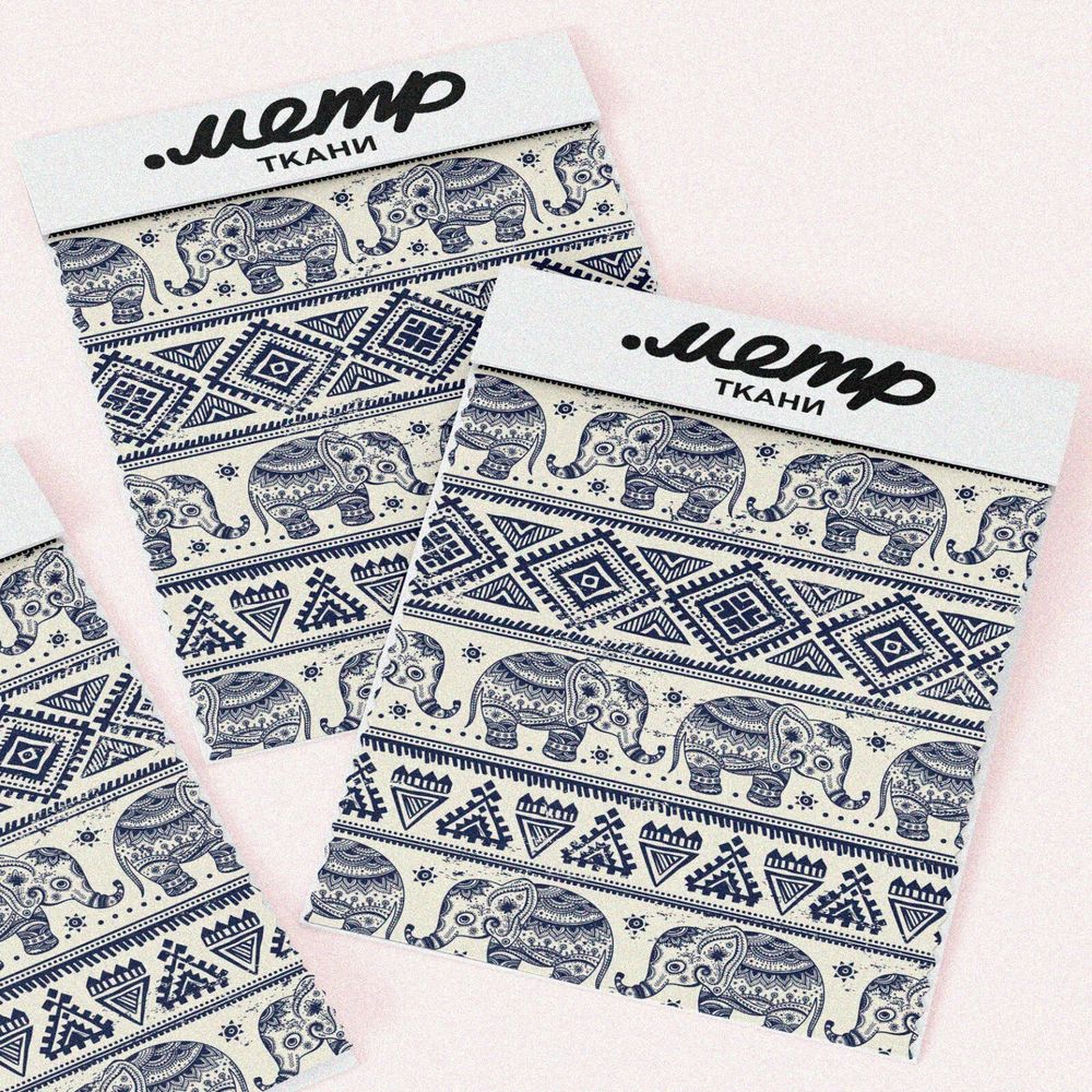 Ткань кулирная гладь слон узорный с геометрическими элементами