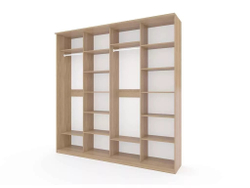 Шкаф купе Модерн 2362х600 4-х дверный 4-х секционный зеркальный с пескоструем №4 ясень