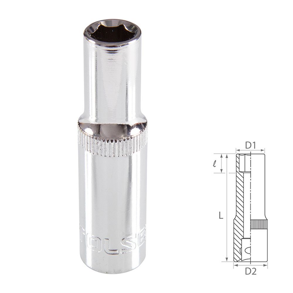 TOLSEN (TT16361) Головка торцевая глубокая шестигранная 3/8&quot;, 11 мм