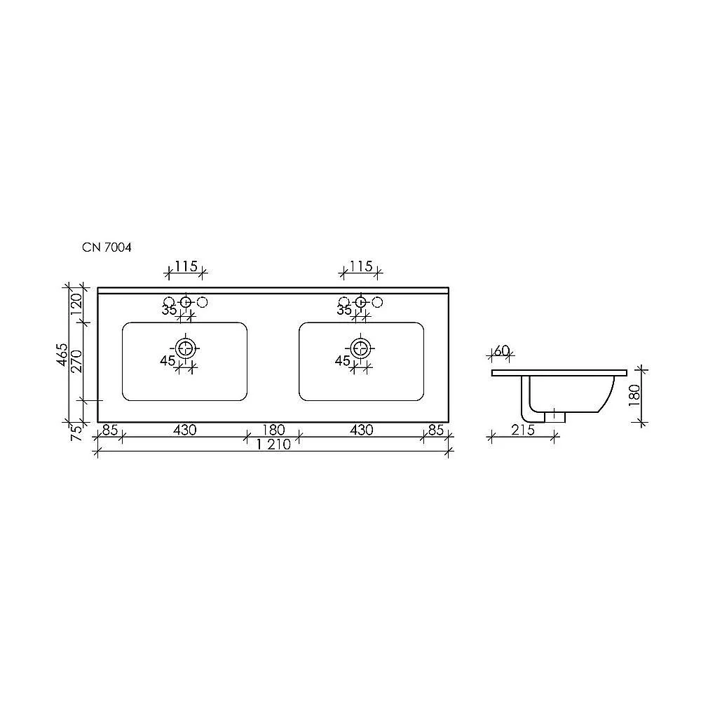 Тумба с раковиной Sancos Cento CN120-2W белый глянец