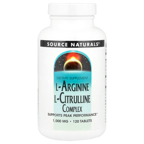 Source Naturals, комплекс L-аргинина и L-цитруллина, 120 таблеток