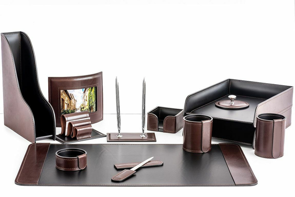 Набор канцелярский настольный 13 предметов из кожи Full Grain Bologna Brown/Cuoietto