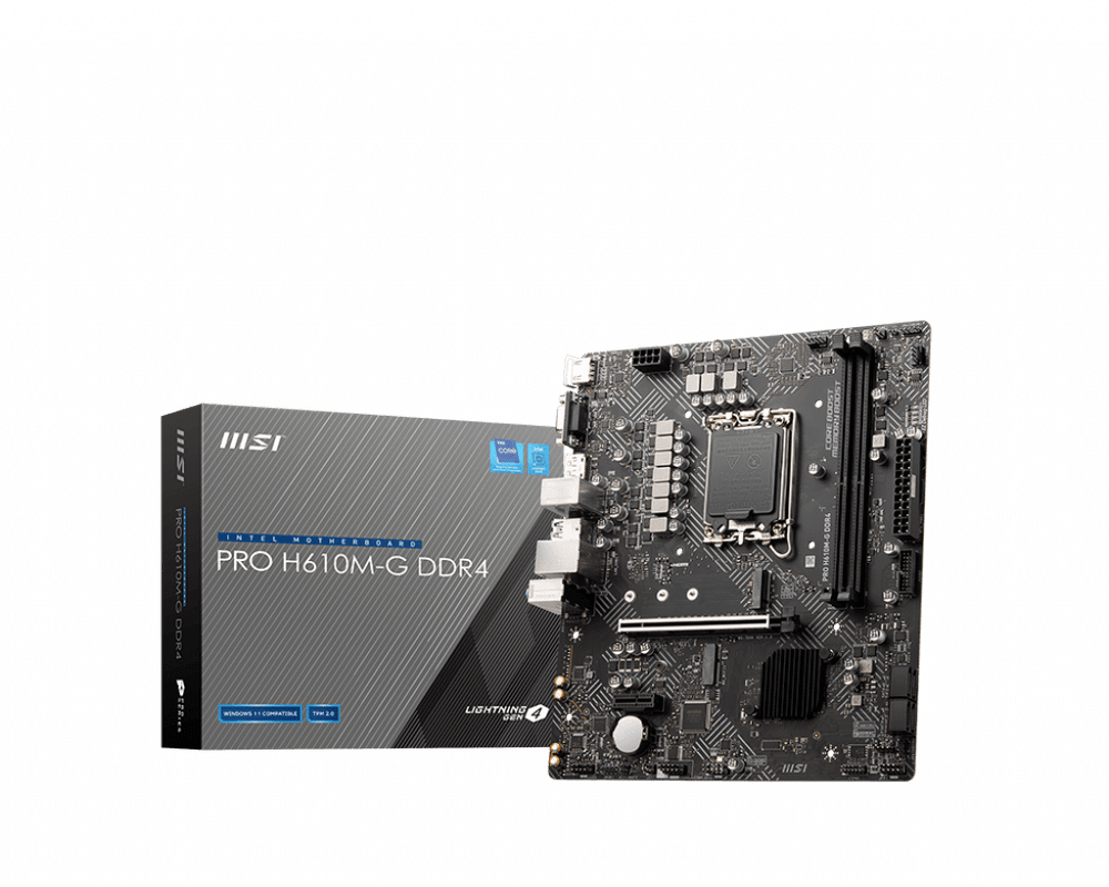 Материнская плата MSI PRO H610M-G DDR4 LGA1700 H610 2xDDR4 4xSATA3 M.2 VGA HDMI DP mATX